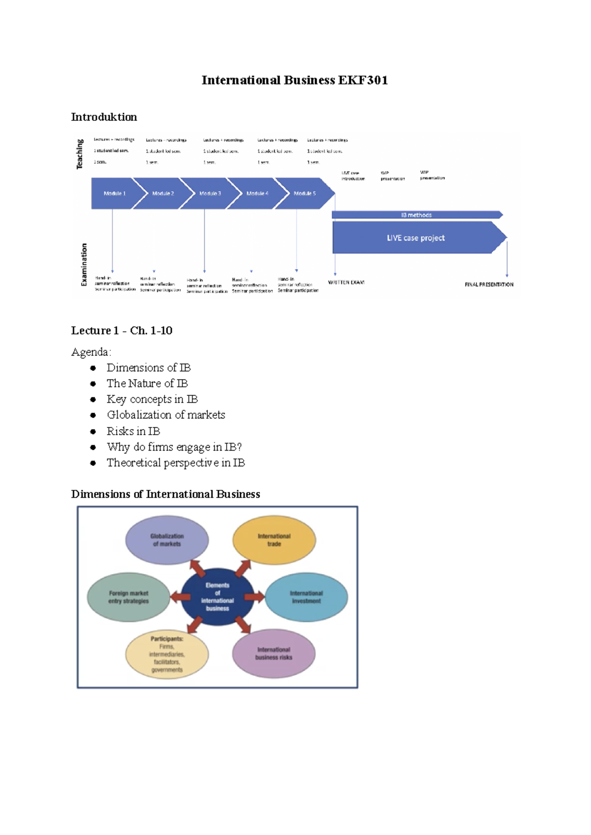International Business Concepts and Risks - EKF301 Lecture Notes - Studocu