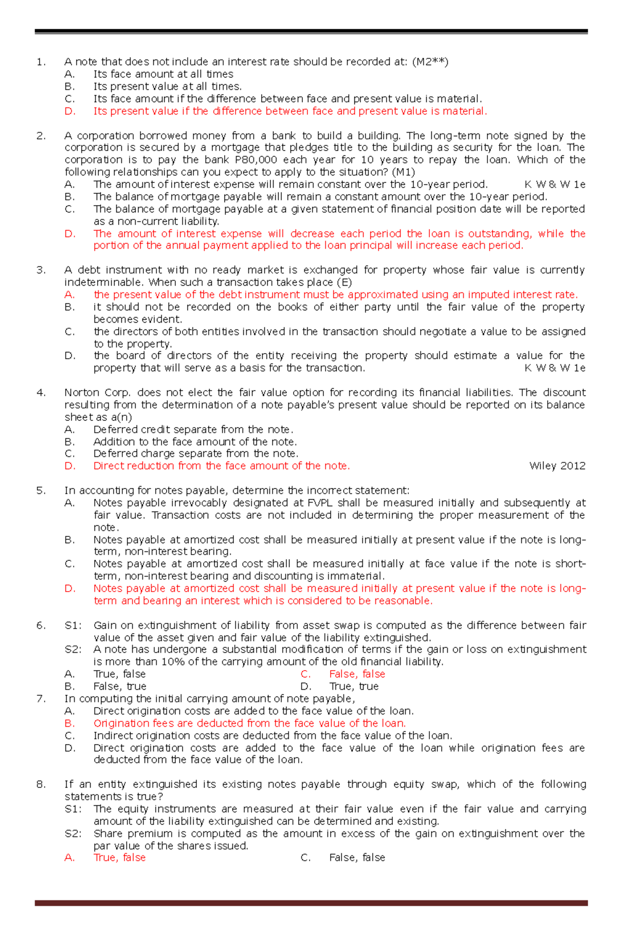 INTERMEDIATE ACCOUNTING - QUIZ 2 - COMPREHENSIVE PRACTICE MATERIALS ...