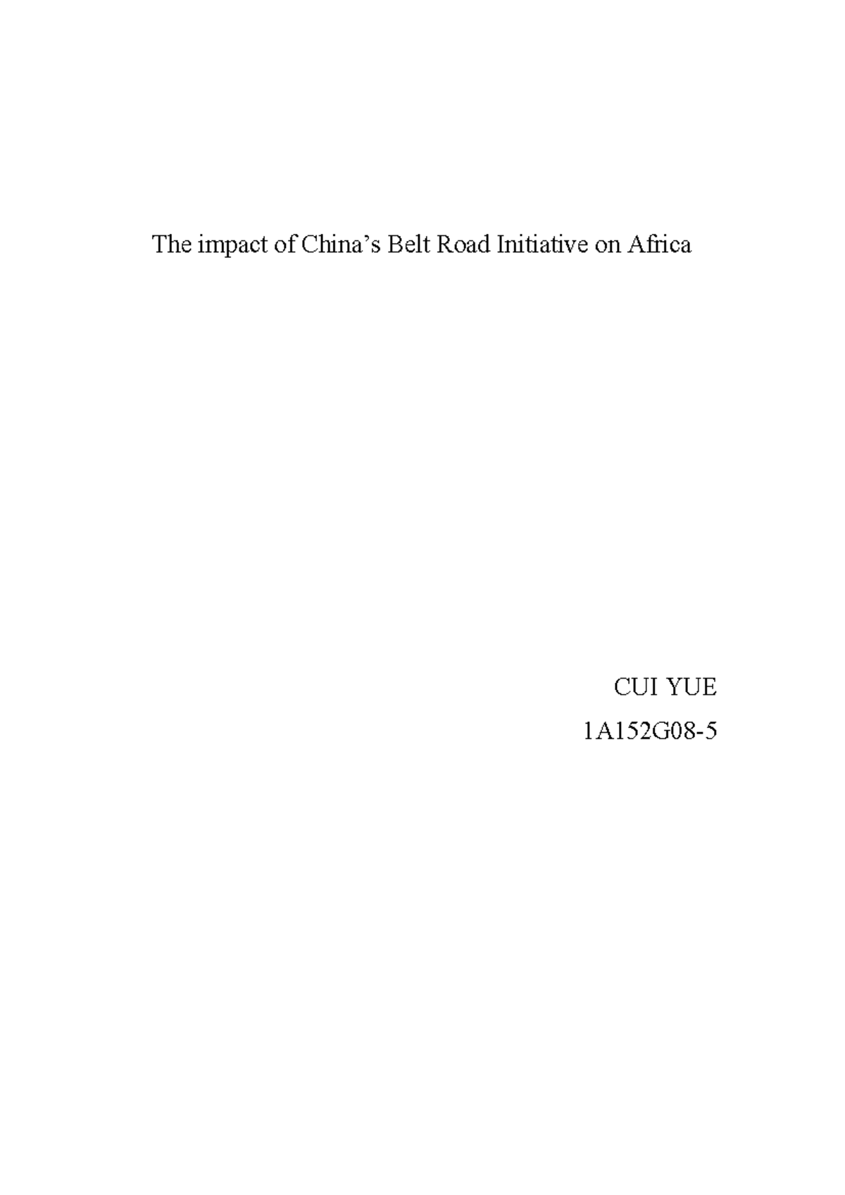 The Impact of China's BRI on Africa: Opportunities and Challenges - Studocu