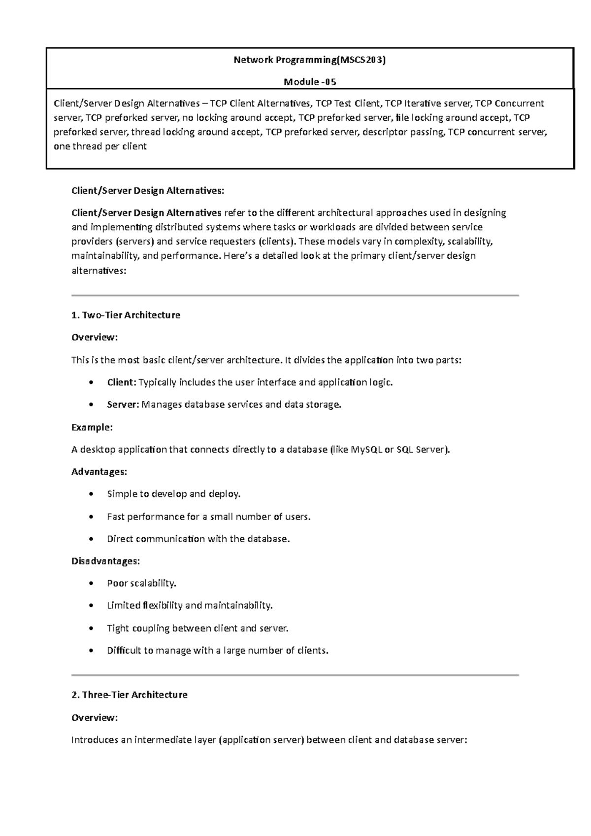 Network Programming (MSCS203) Module 05: TCP Client & Server Design ...