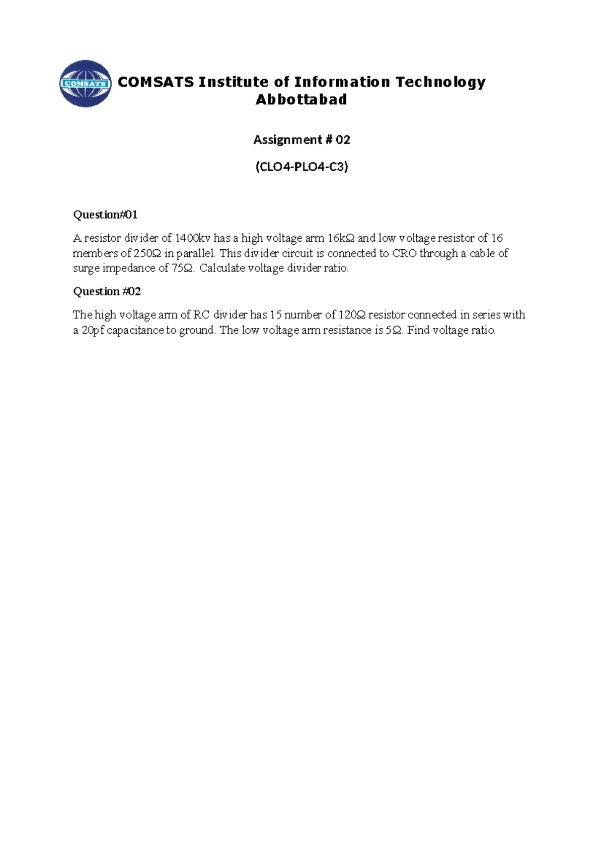 Assignment#02 - assignment - COMSATS Institute of Information ...
