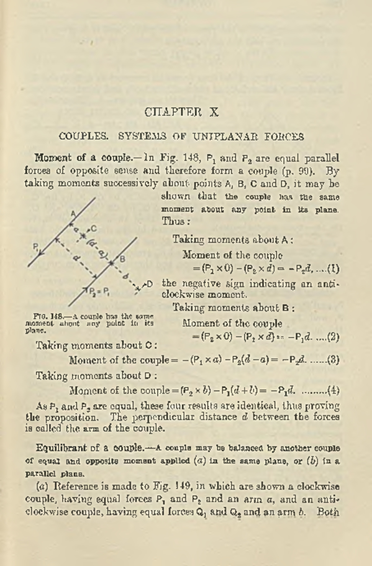 CHAPTER X: Couples and Unipolar Force Systems in Physics - Studocu