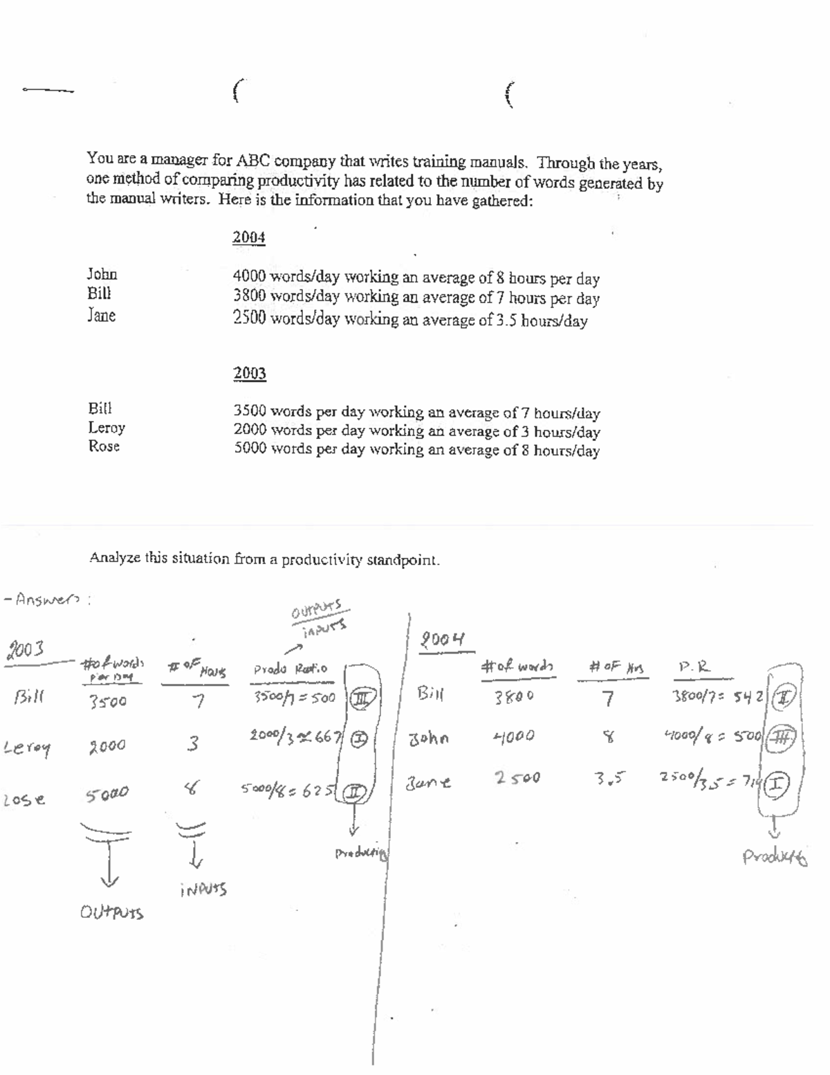 Example #3 (ABC) with answer - You are a manager for ABC company that ...
