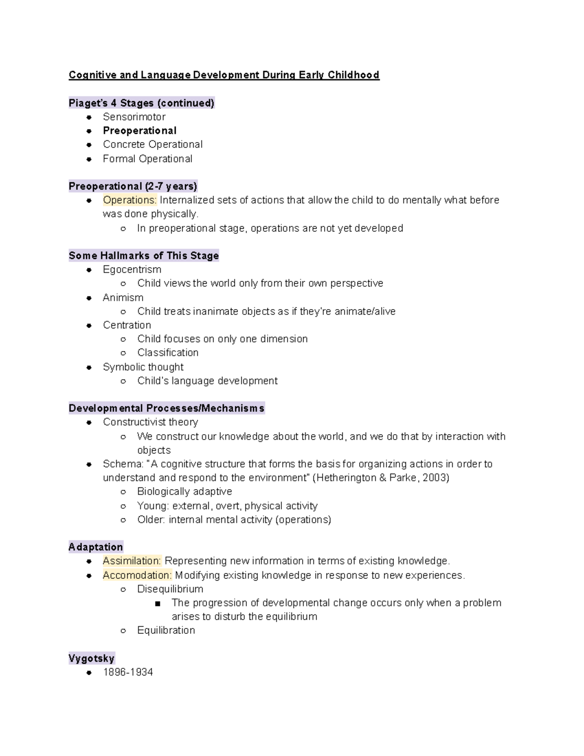 Social Work 220: Cognitive & Language Development Overview Notes - Studocu