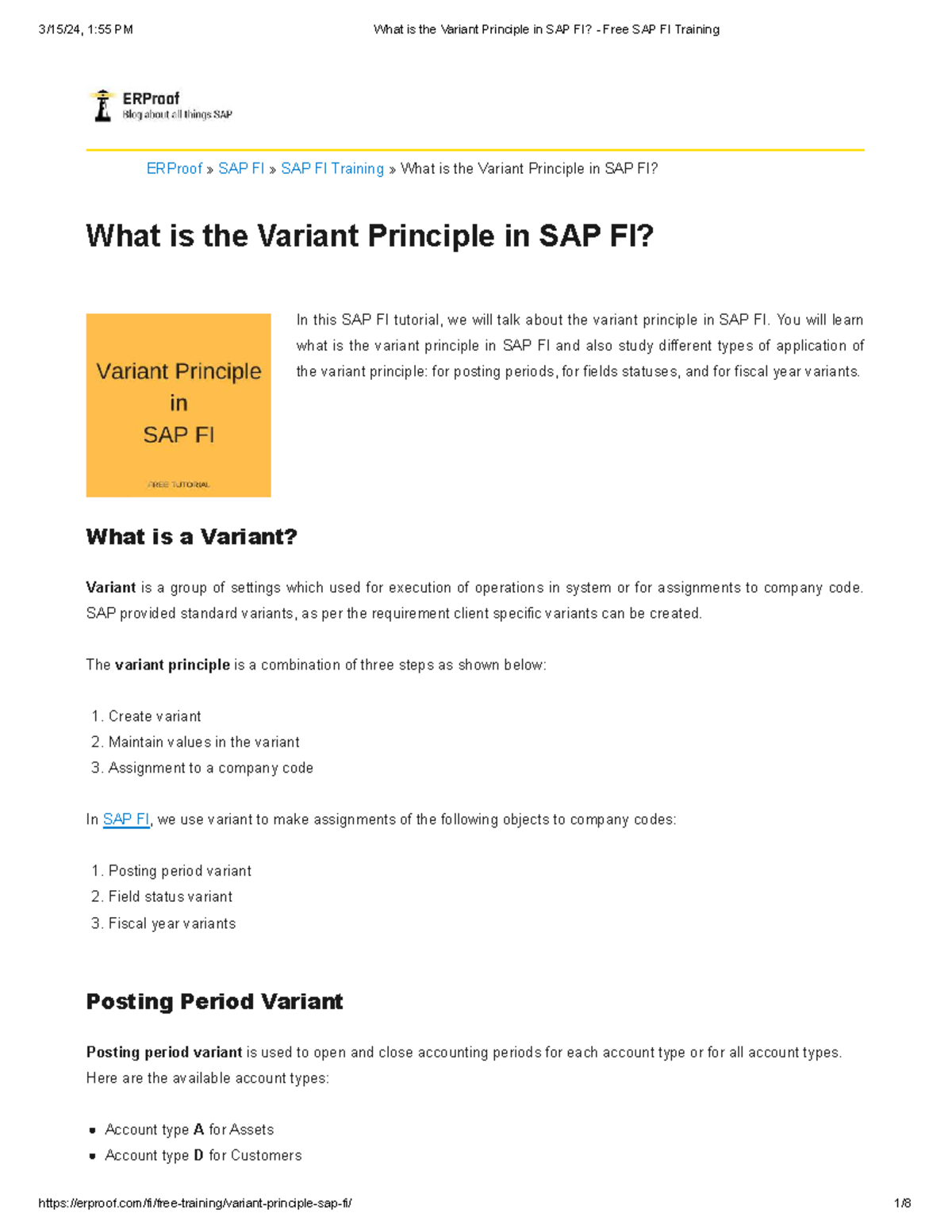1-3 Variant Principle in SAP FI - Free Training Guide - Studocu