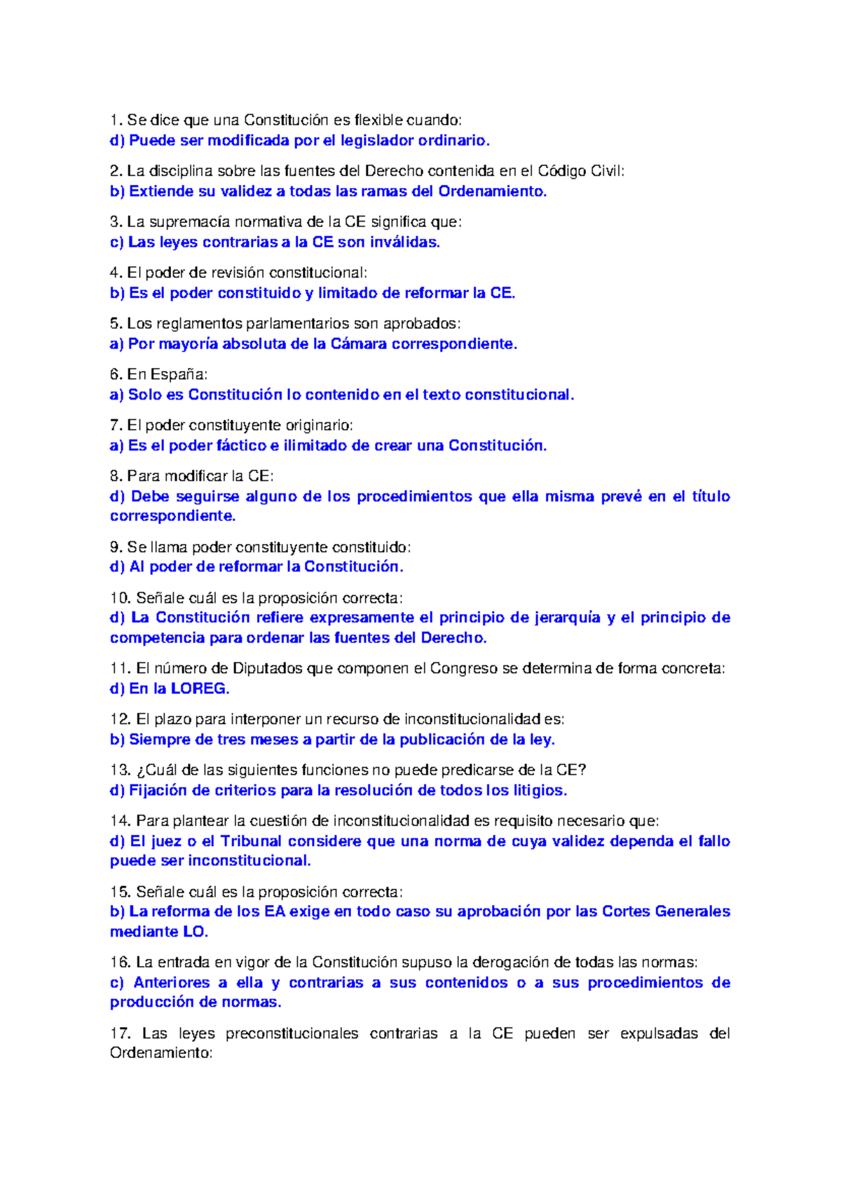 Examen Constitucional I Resuelto: Respuestas y Análisis - Studocu