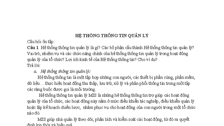 HỆ THỐNG Thông TIN QUẢN LÝ - Document Preview