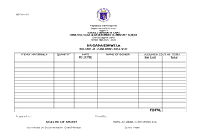 BE Form 02: Brigada Eskwela School Work Plan for SY 2023-2024 - Studocu