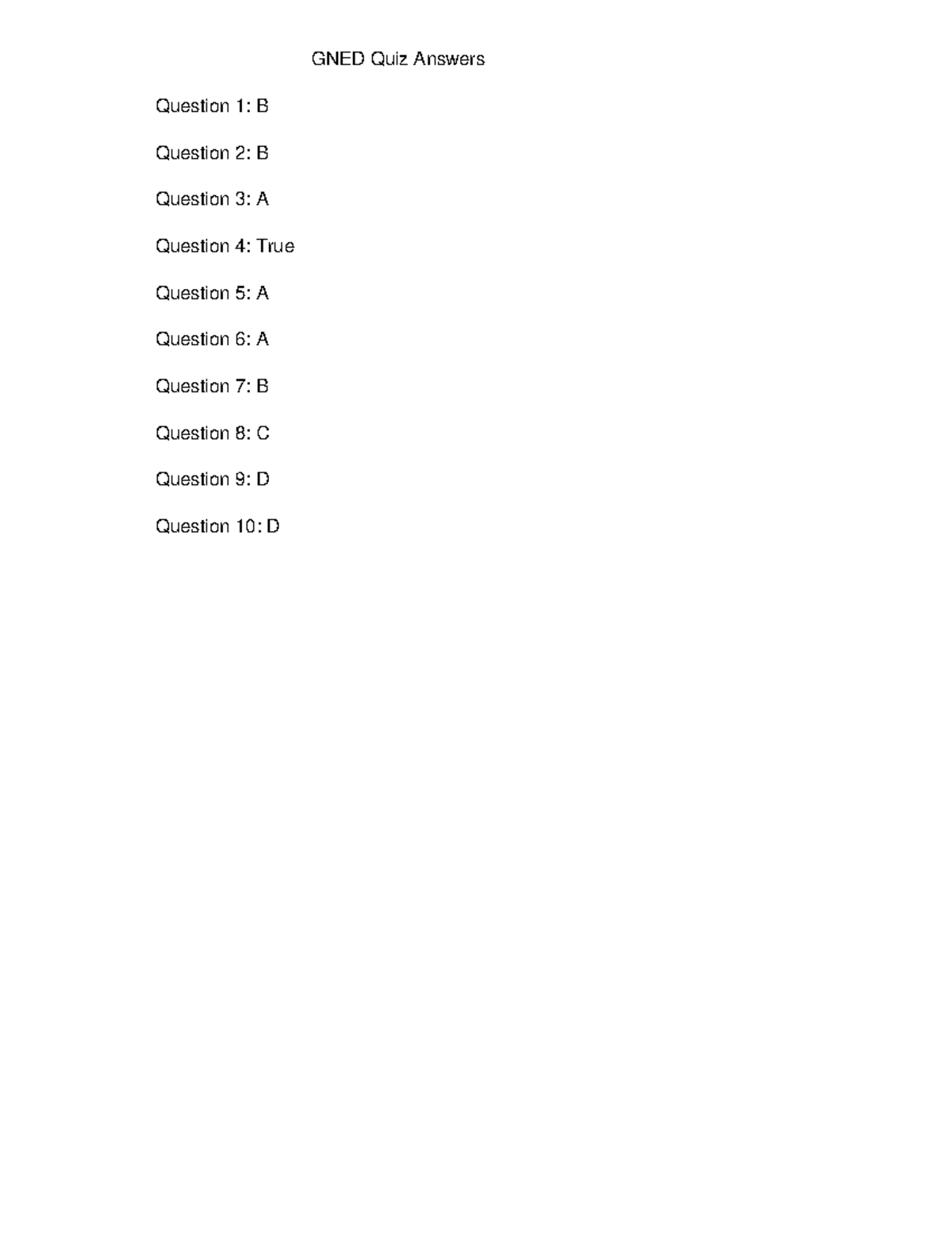 GNED Quiz Answers - very accurate - GNED - GNED Quiz Answers Question 1 ...