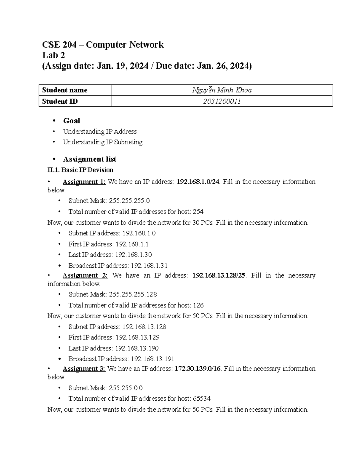 Lab2-Nguyen Minh Khoa-20312000 11 - CSE 204 – Computer Network Lab 2 ...