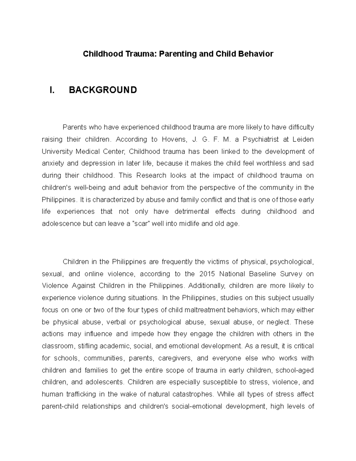 Understanding Childhood Trauma: Effects on Parenting & Behavior - Studocu