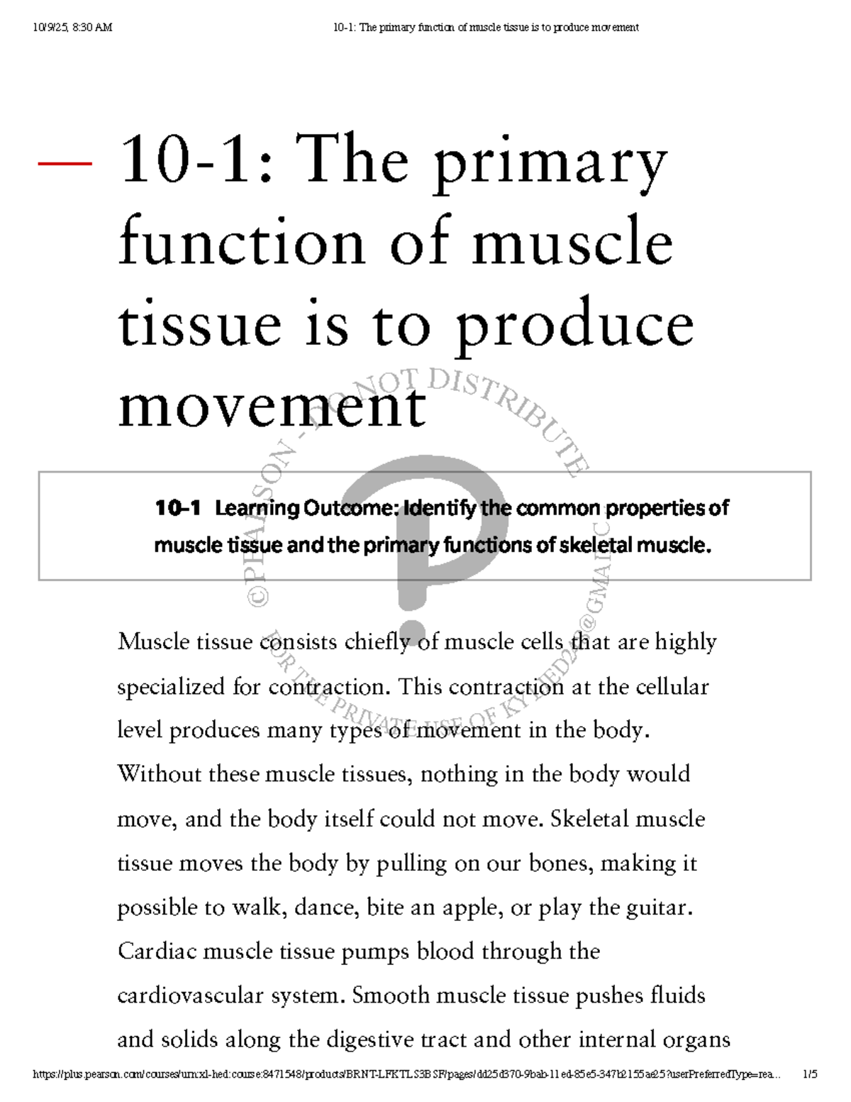 Functions and Properties of Muscle Tissue - BIO 101 Lecture Notes - Studocu