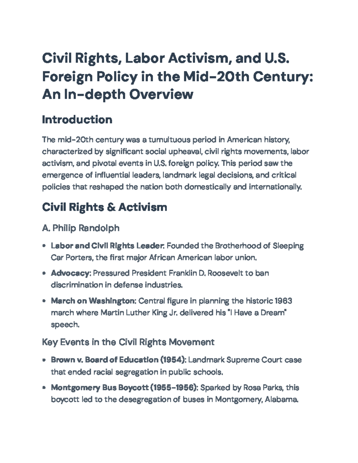 Civil Rights and U.S. Foreign Policy in the Mid-20th Century Overview ...