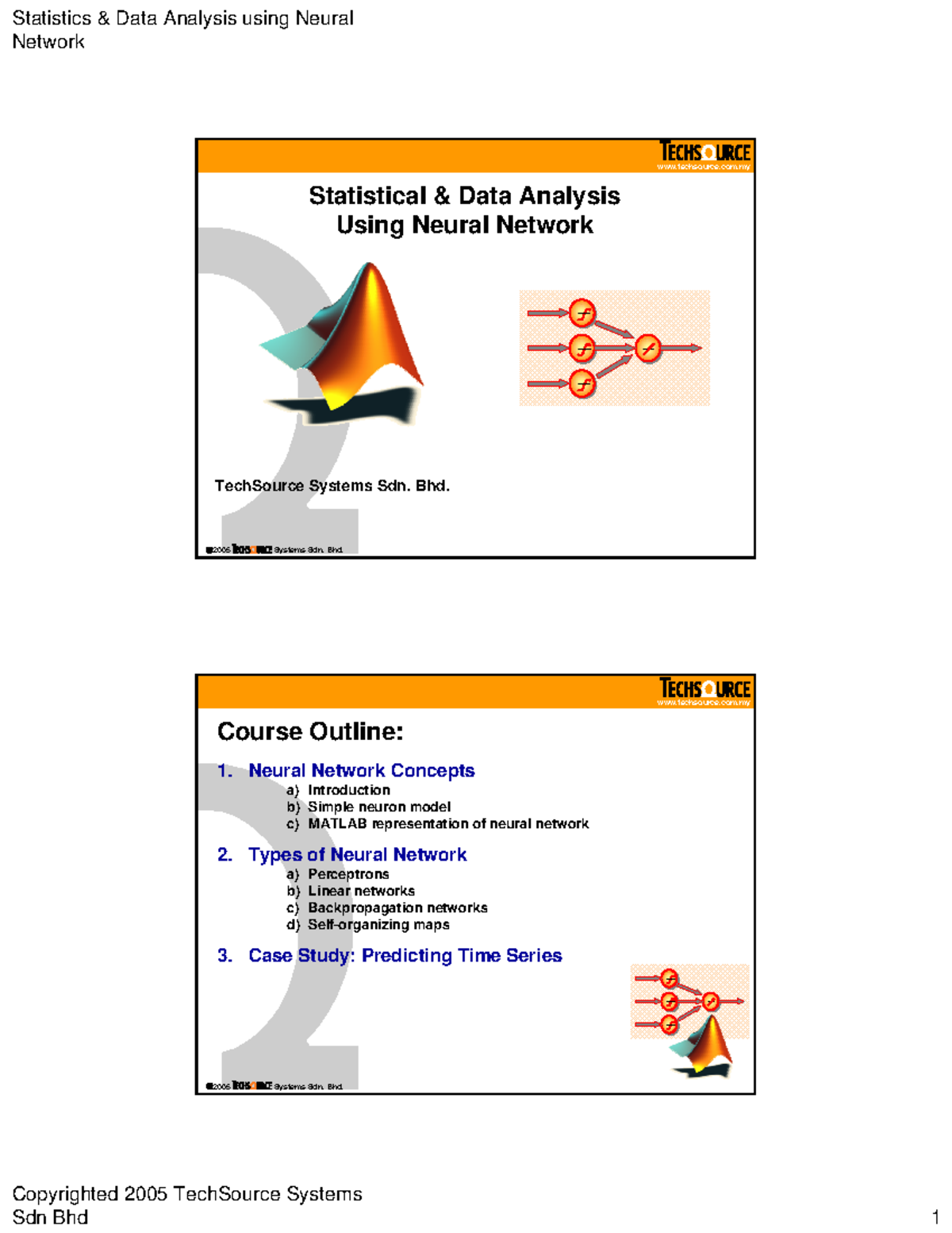 Statistics Data Analysis: Neural Networks in MATLAB (Course Code: NN101 ...