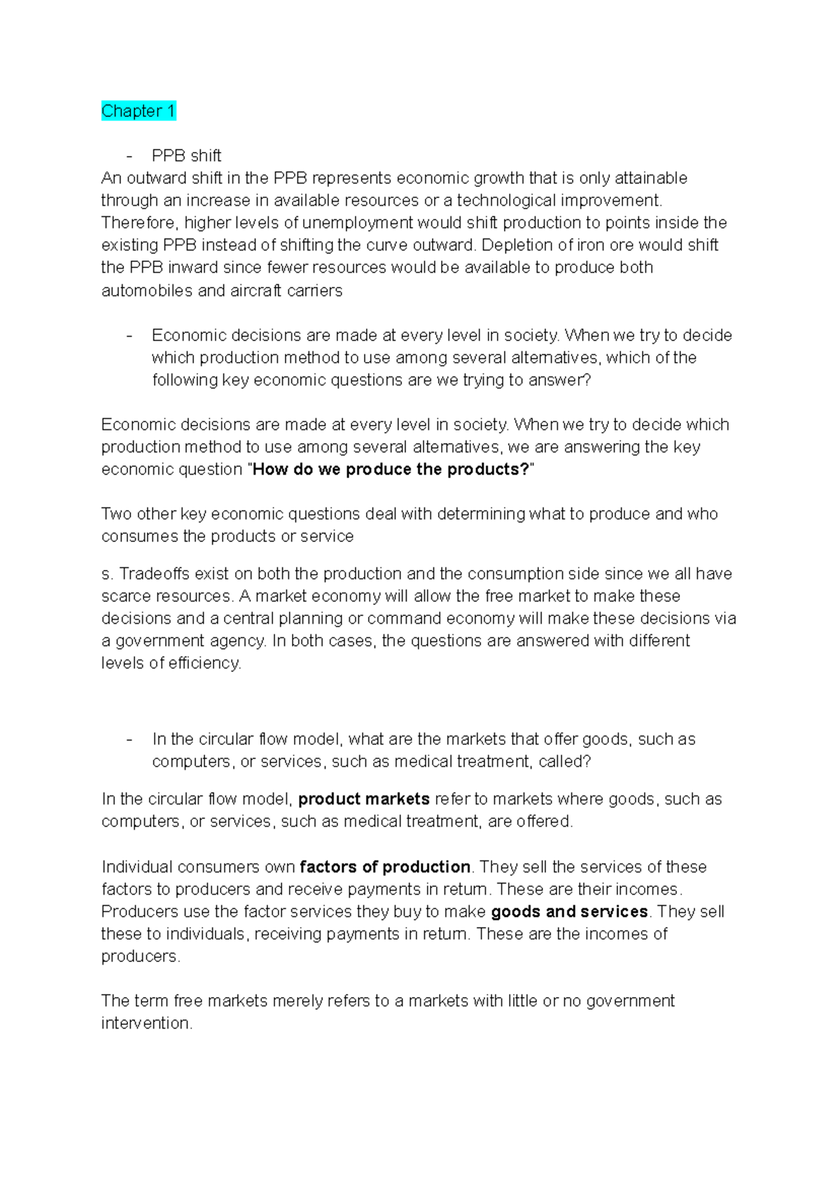 Econ 201 Midterm #1 Review - Practice Questions & Answers - Studocu