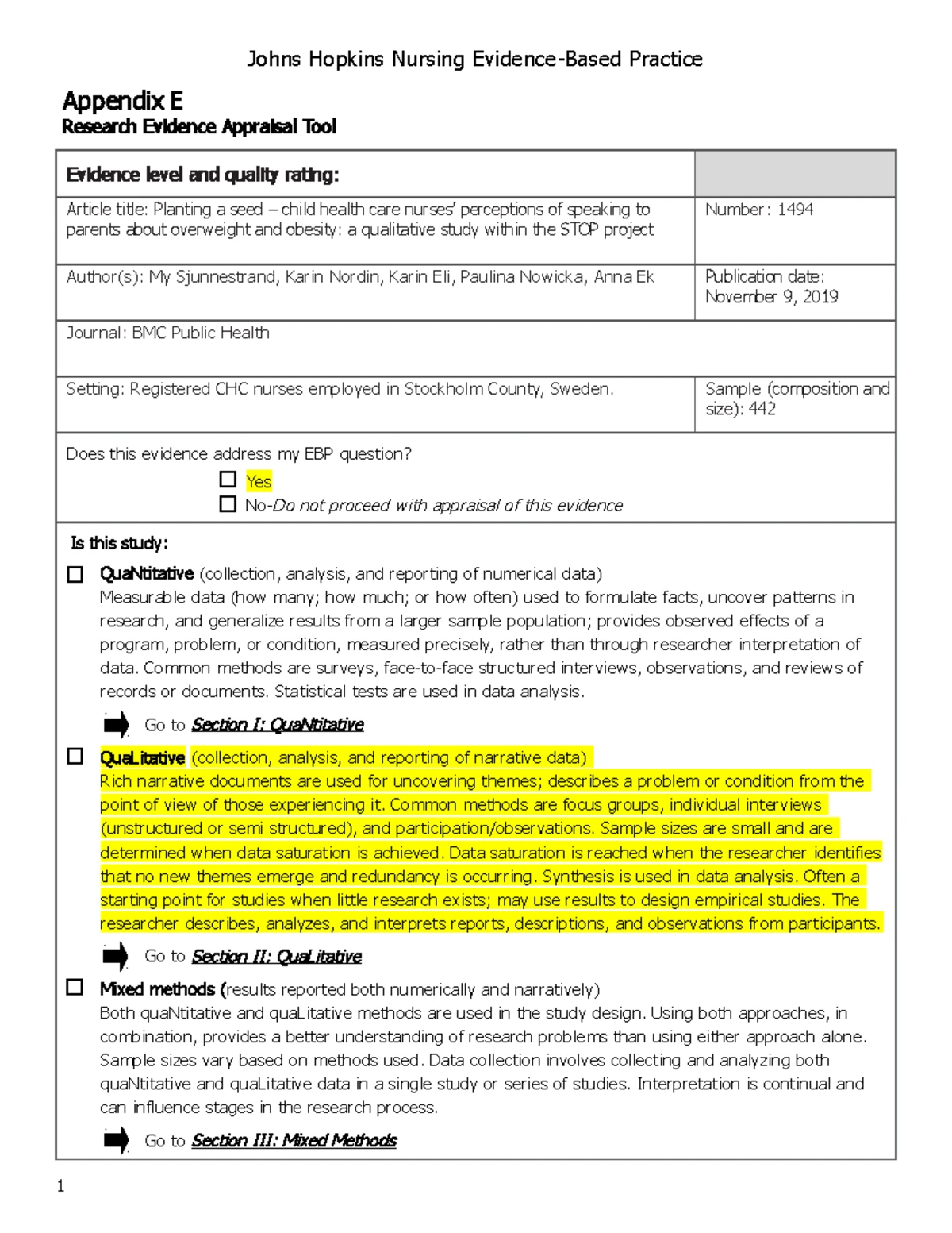 NR505 Wk5Research Summary Template Final NOV19 v3 - Running head: NR505 ...