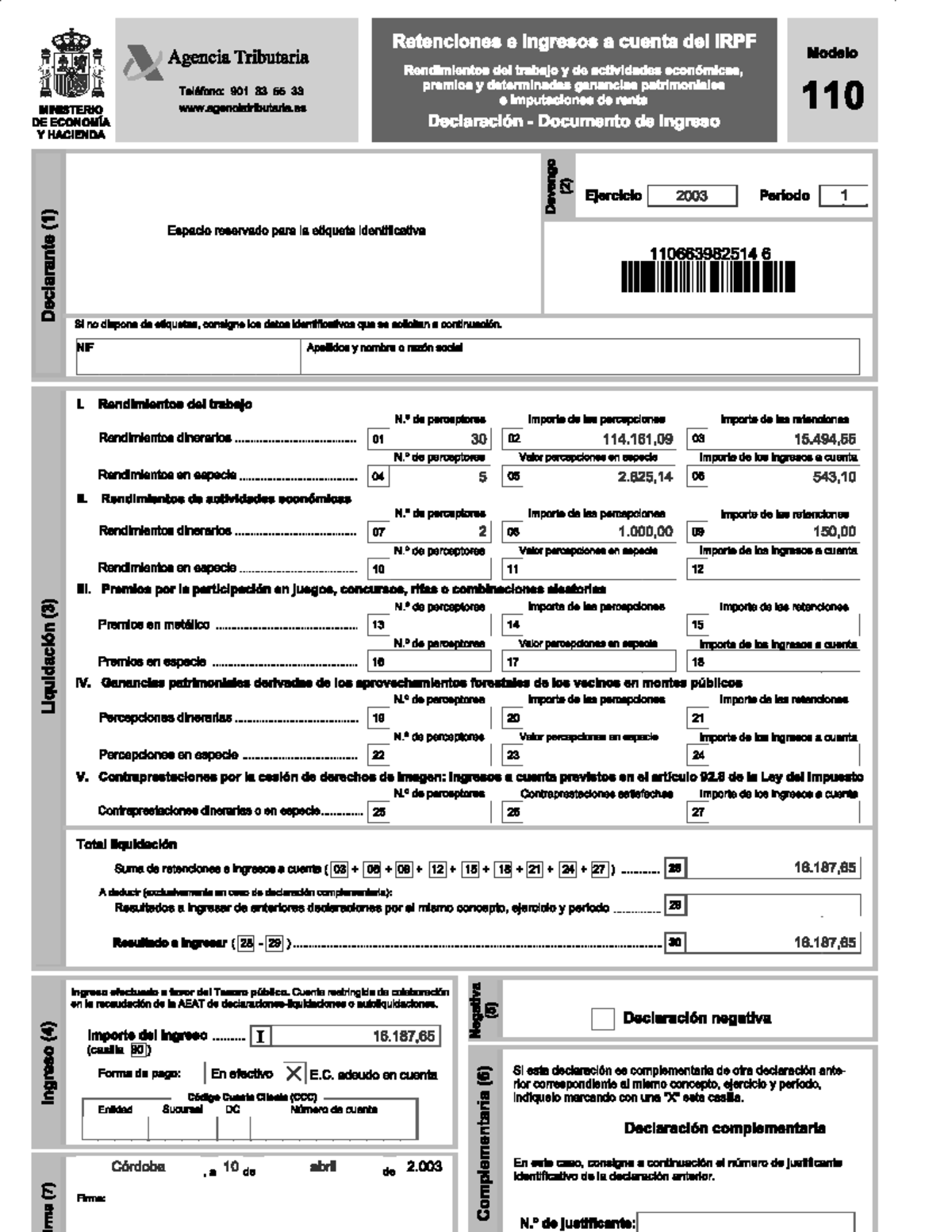 Retenciones e Ingresos a Cuenta del IRPF - Modelo 110 y Resumen Anual ...