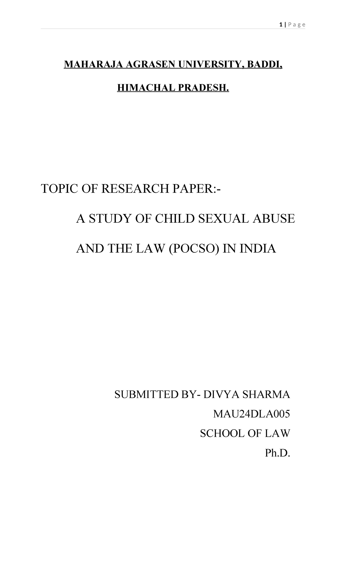 Research Paper -1 - MAHARAJA AGRASEN UNIVERSITY, BADDI, HIMACHAL ...