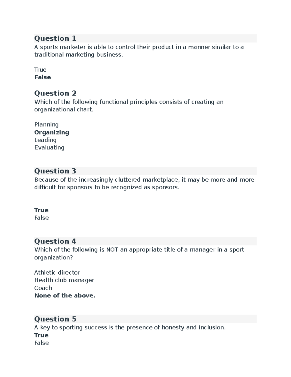 Unit 3 Exam - Sports Marketing Concepts and Management Principles - Studocu