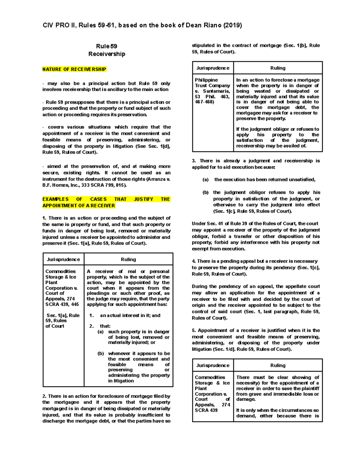 Rule 59: Detailed Analysis of Receivership in Legal Proceedings - Studocu