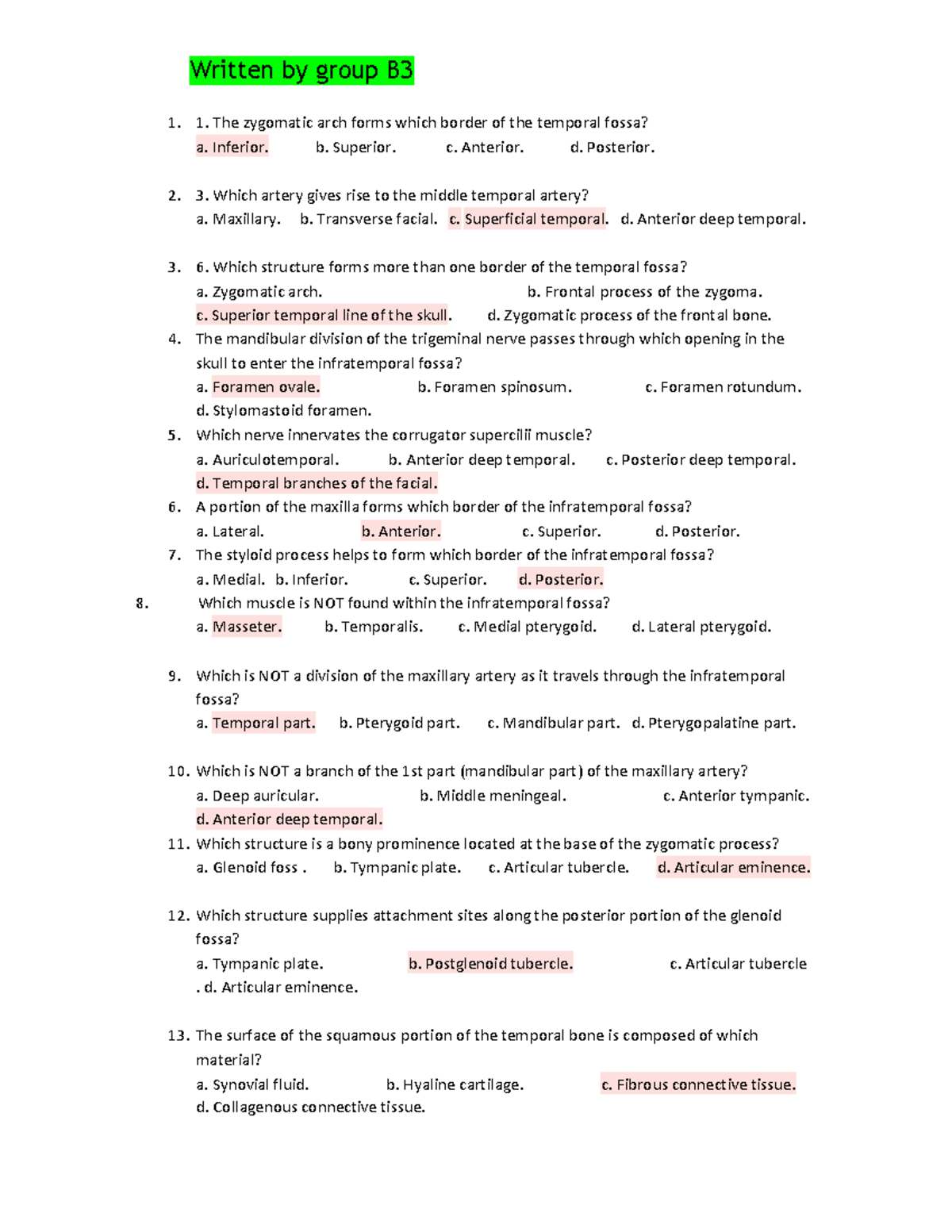 Session 4 Quiz B3-1: Anatomy of the Infratemporal Fossa and Related ...