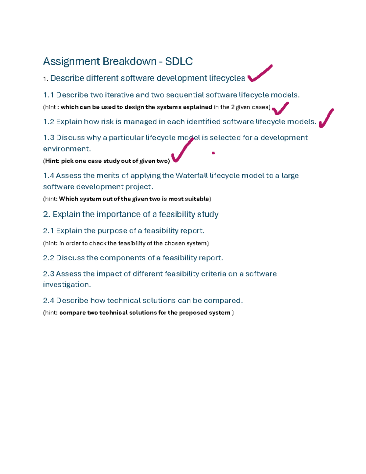 SDLC Assignment Breakdown: Software Development Lifecycle Models - Studocu