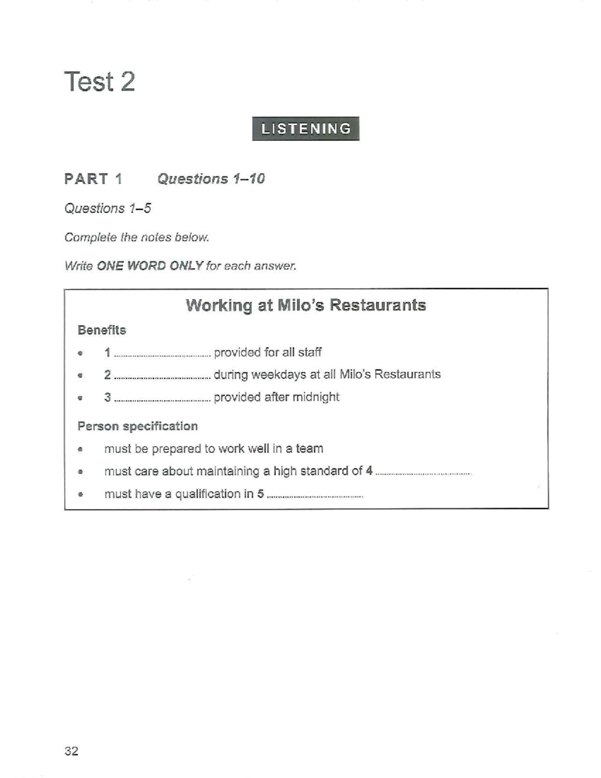 CAM 18 - Test 2 Listening & Reading Questions Summary - Studocu