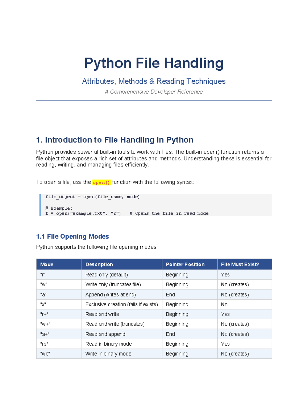 Python File Handling Guide: Attributes, Methods & Reading Techniques ...