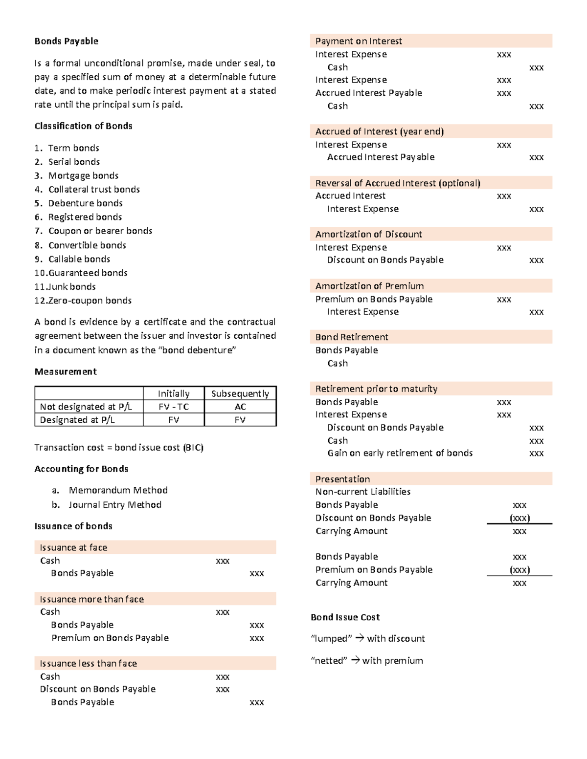 Bonds Payable Classification and Accounting Overview - Studocu