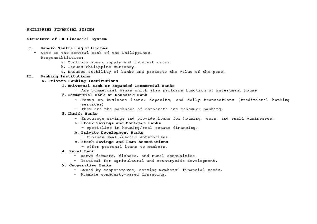 PHILIPPINE FINANCIAL SYSTEM: Structure & Key Insights (Material 3 ...