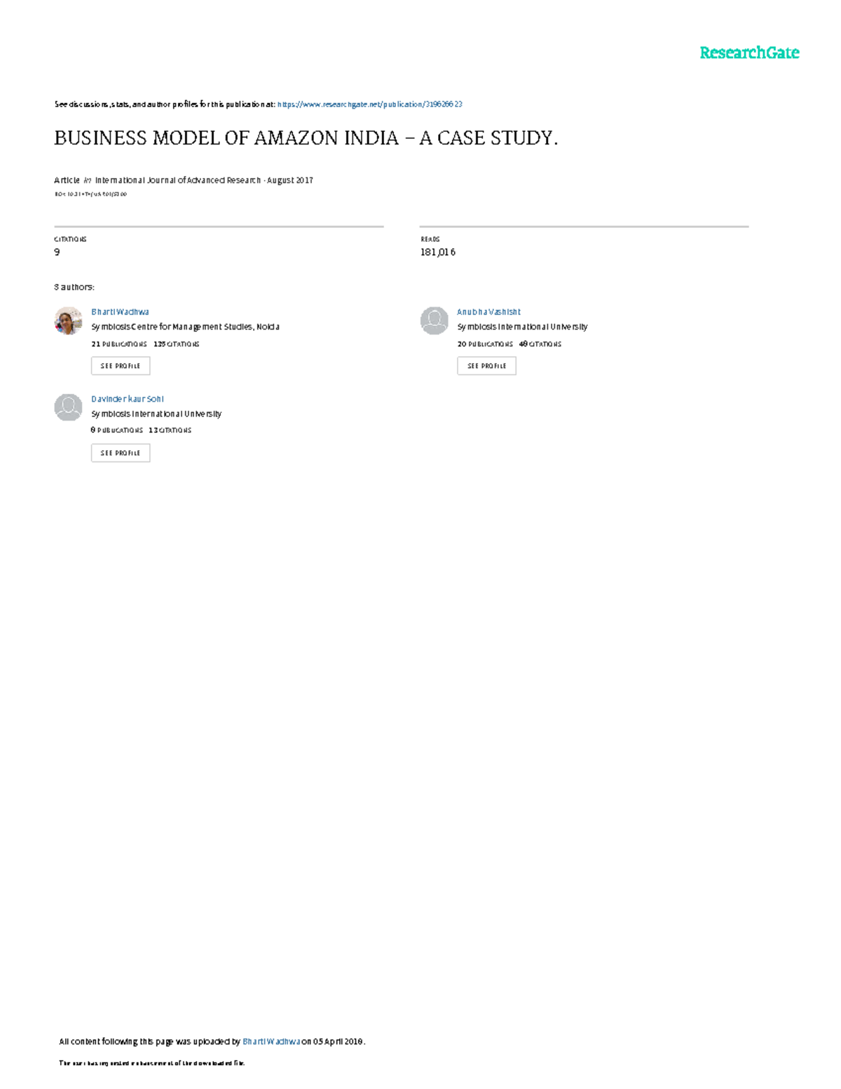 Business Model OF Amazon India - A CASE Study - See discussions, stats ...