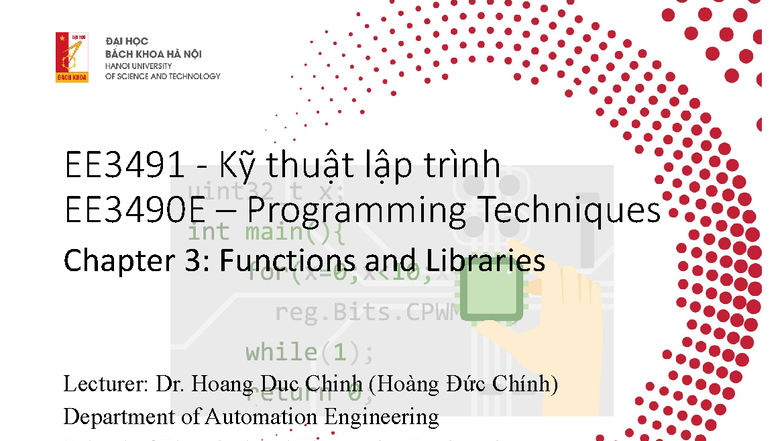 EE3491 Kỹ thuật lập trình: Chapter 3 - Functions and Libraries - Studocu