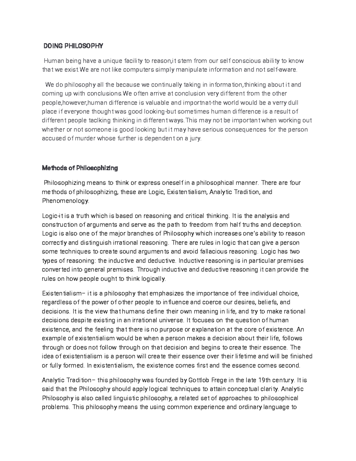 Lecture Notes on Doing Philosophy: Logic, Existentialism, and More ...