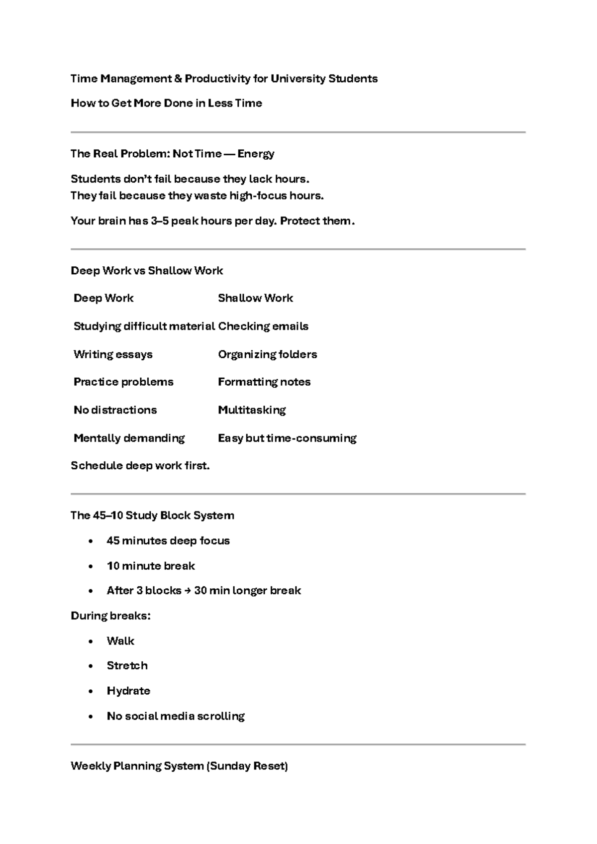 Time Management Strategies for University Students (File3) - Studocu