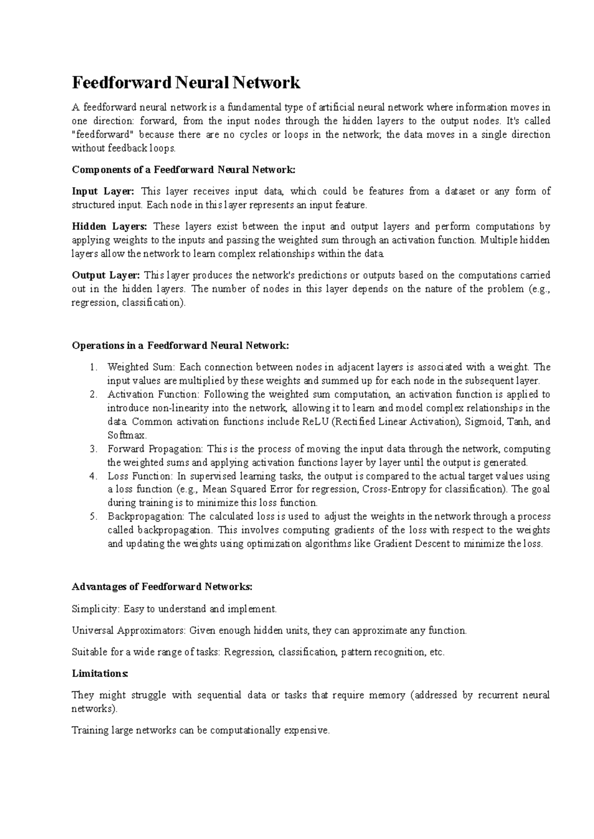 Unit-2-Feed forward Networks - Feedforward Neural Network A feedforward ...