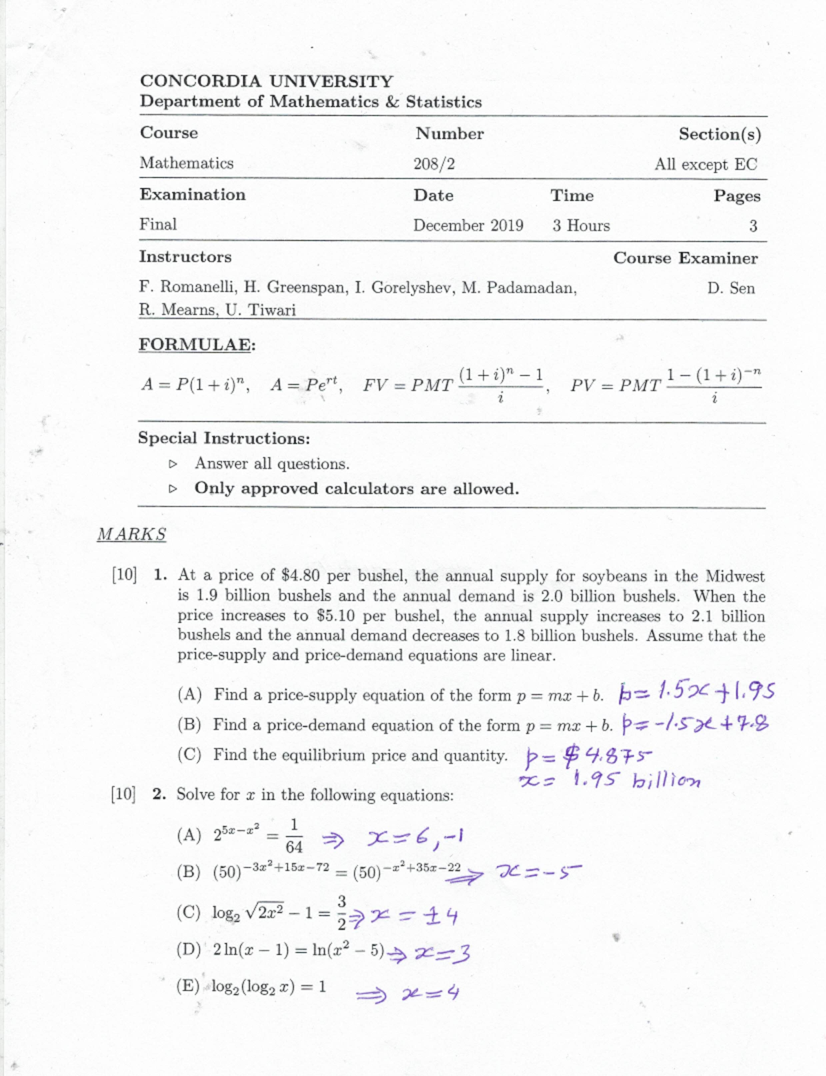 Final Exam 2019 - MATH 208 - Studocu