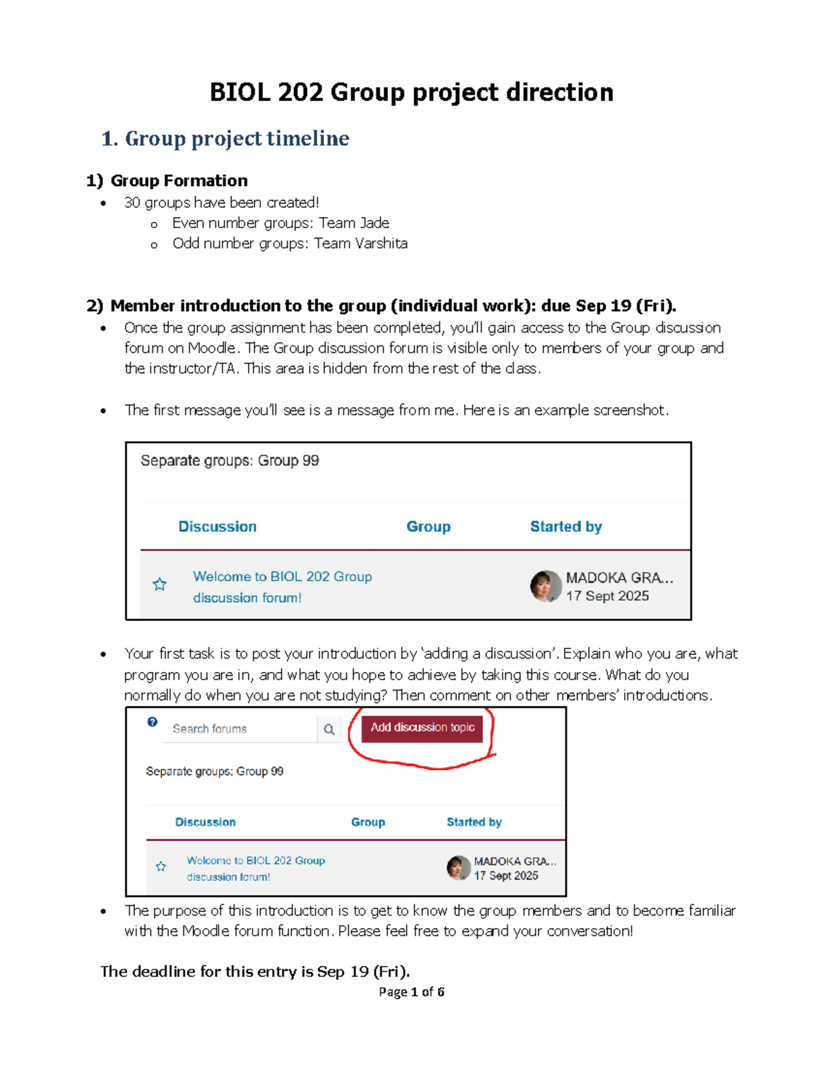 BIOL 202 Group Project Guidelines and Timeline - Studocu