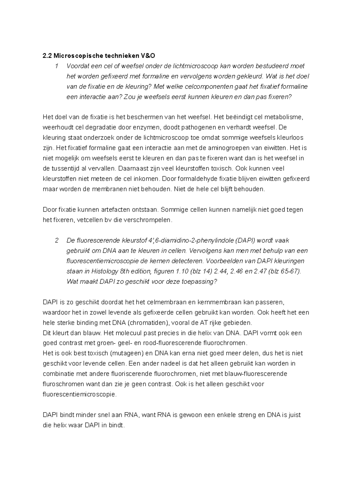 Microscopische Technieken en DAPI Kleuring in V&O - Hoofdstuk 2.2 ...