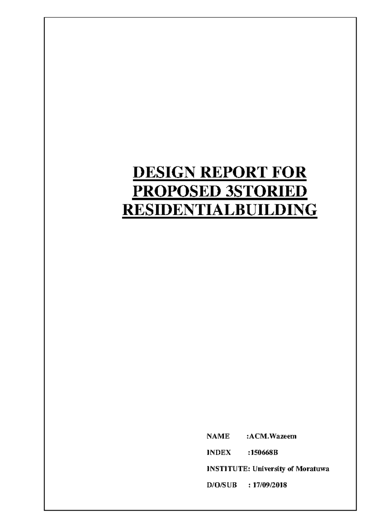 Design Report for Proposed 3-Story Residential Building - 150668B - Studocu