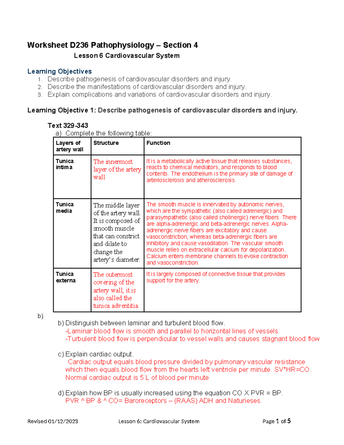 Worksheet D236 Patho Lesson 6 7 Worksheet D236 Pathophysiology