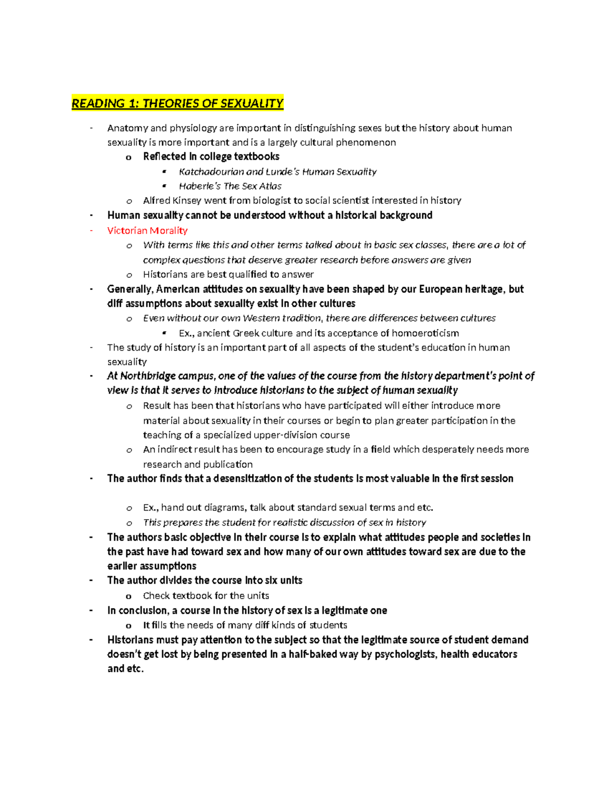 0907 Week 1 - Reading notes - READING 1: THEORIES OF SEXUALITY Anatomy ...