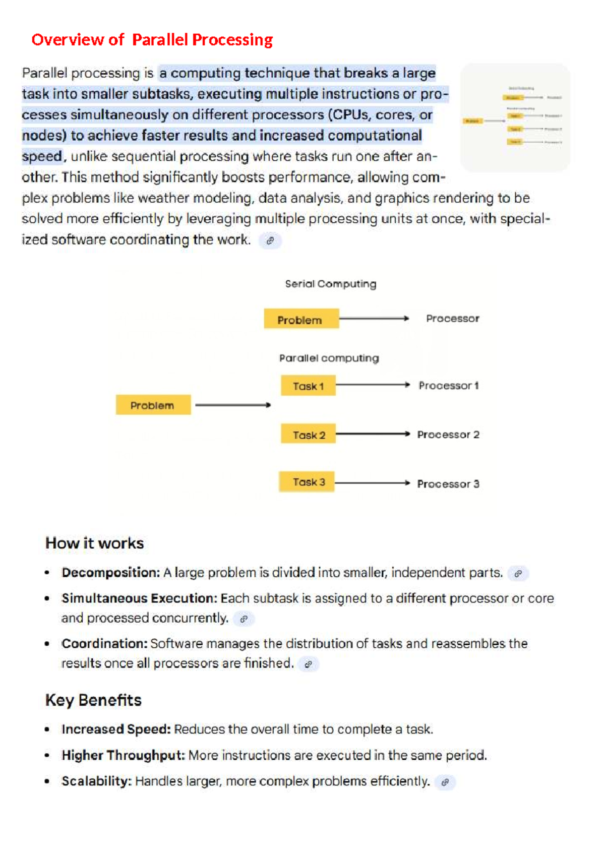 Unit 1 Advanced computer architecture - Overview of Parallel Processing ...