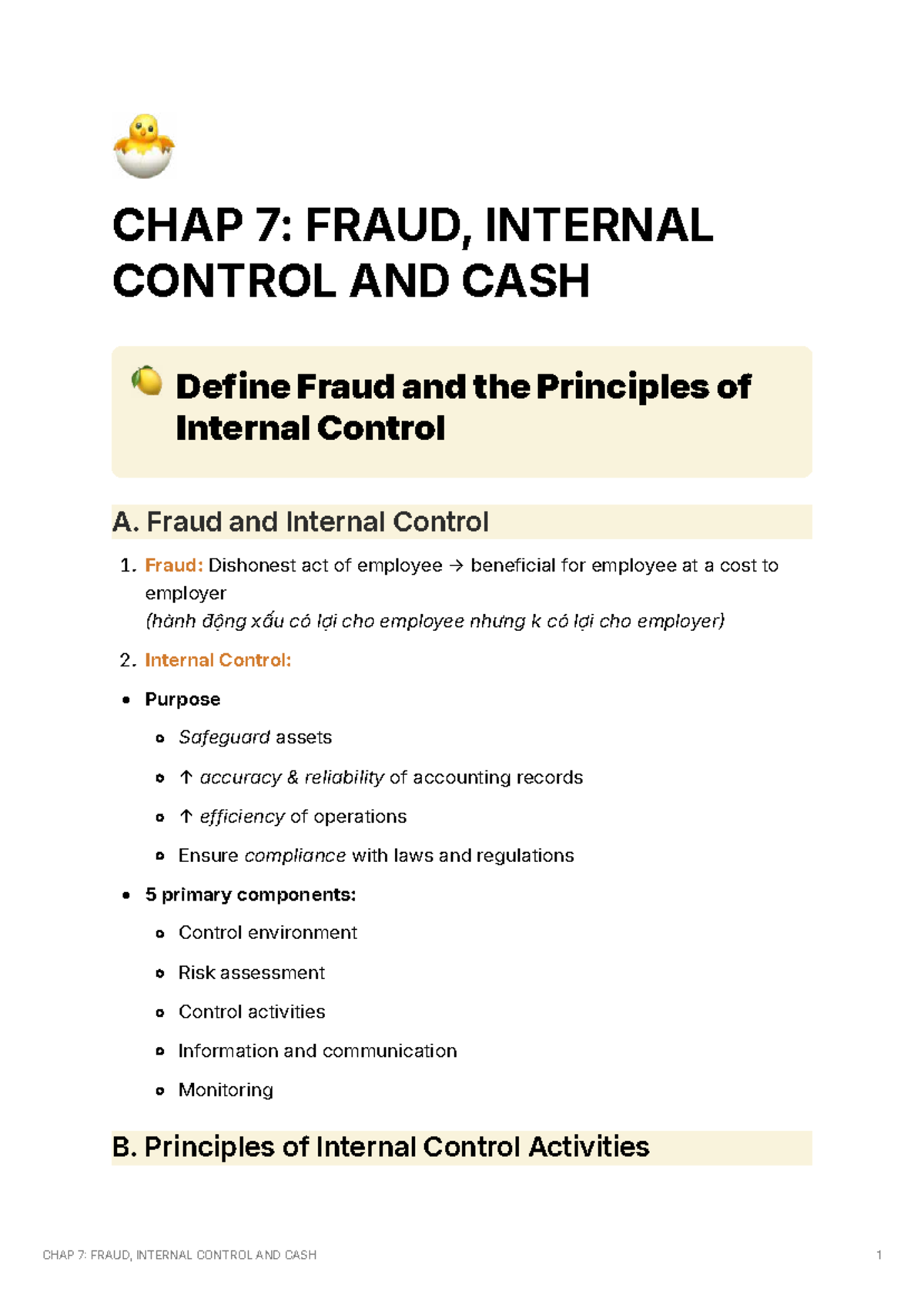 CHAP 7: FRAUD, INTERNAL CONTROL AND CASH - Key Concepts and Principles ...