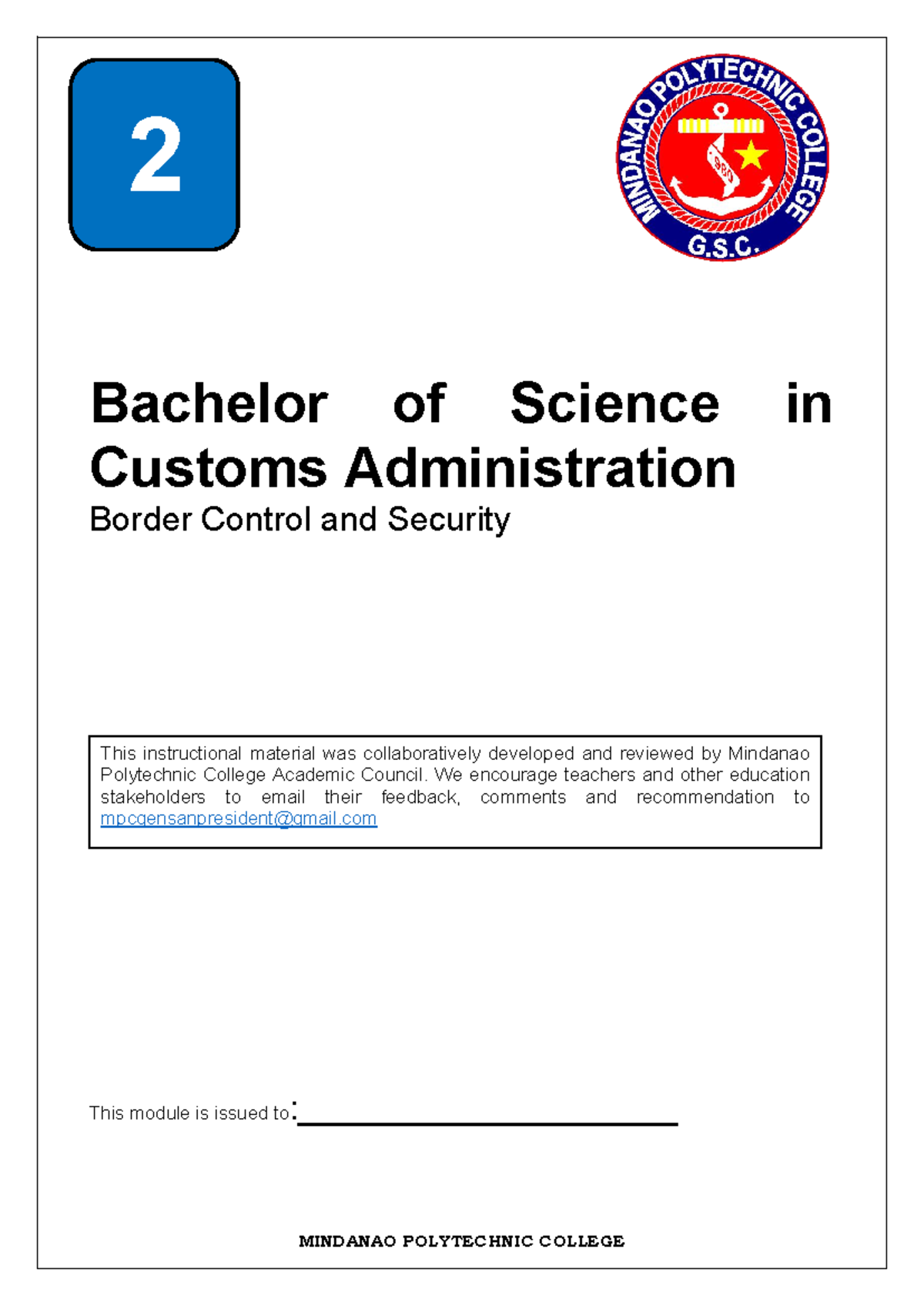 CM 2 Prelim Topics on Border Control and Security Self-Learning Module ...