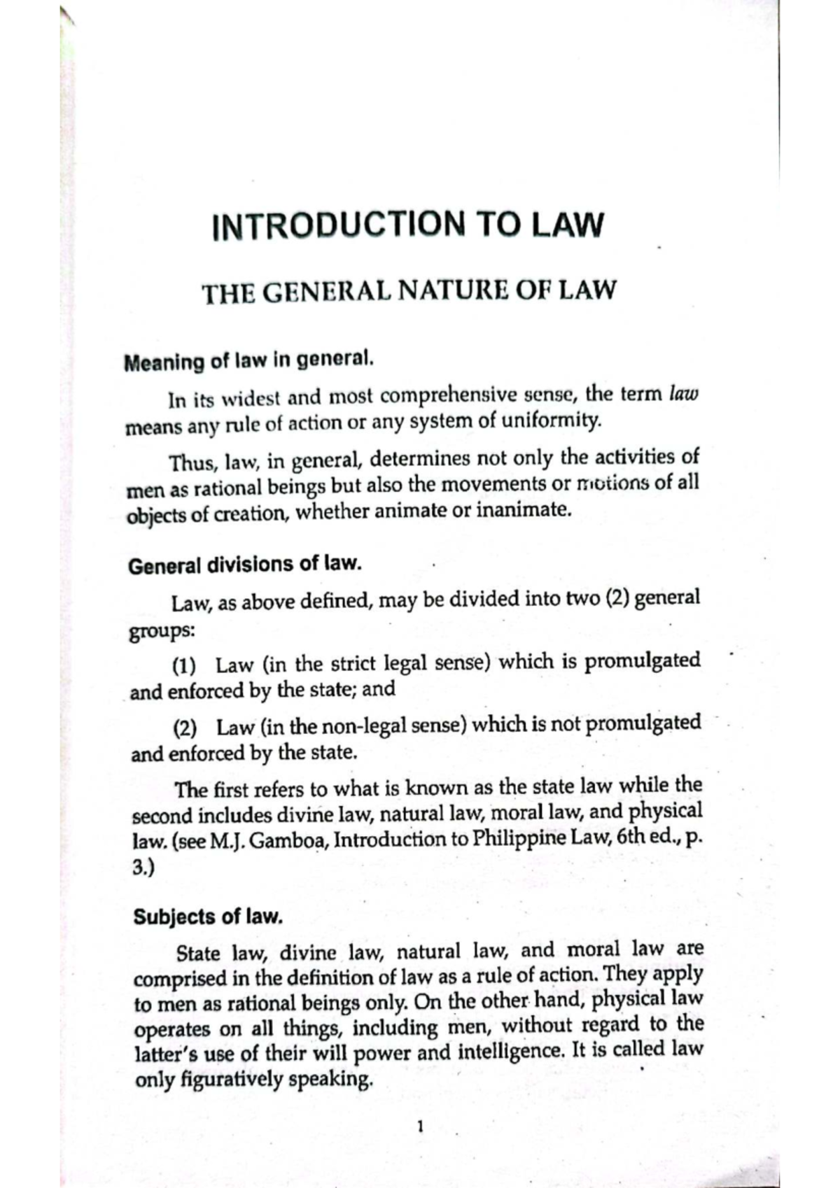 Introduction to Law: General Nature & Obligations (LAW 101) - Studocu