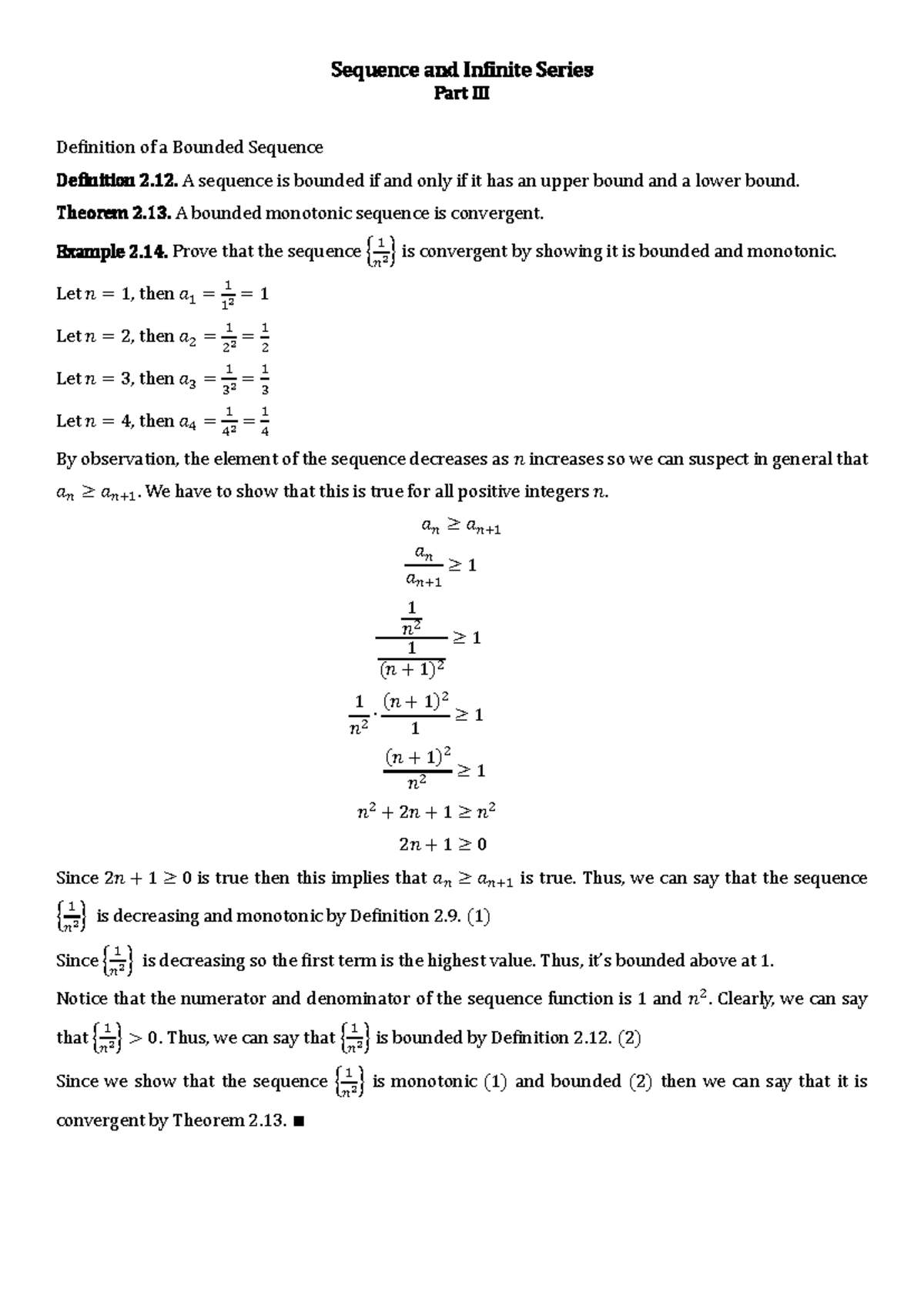 Sequence and Infinite Series (Part III): Bounded Sequences Explained ...