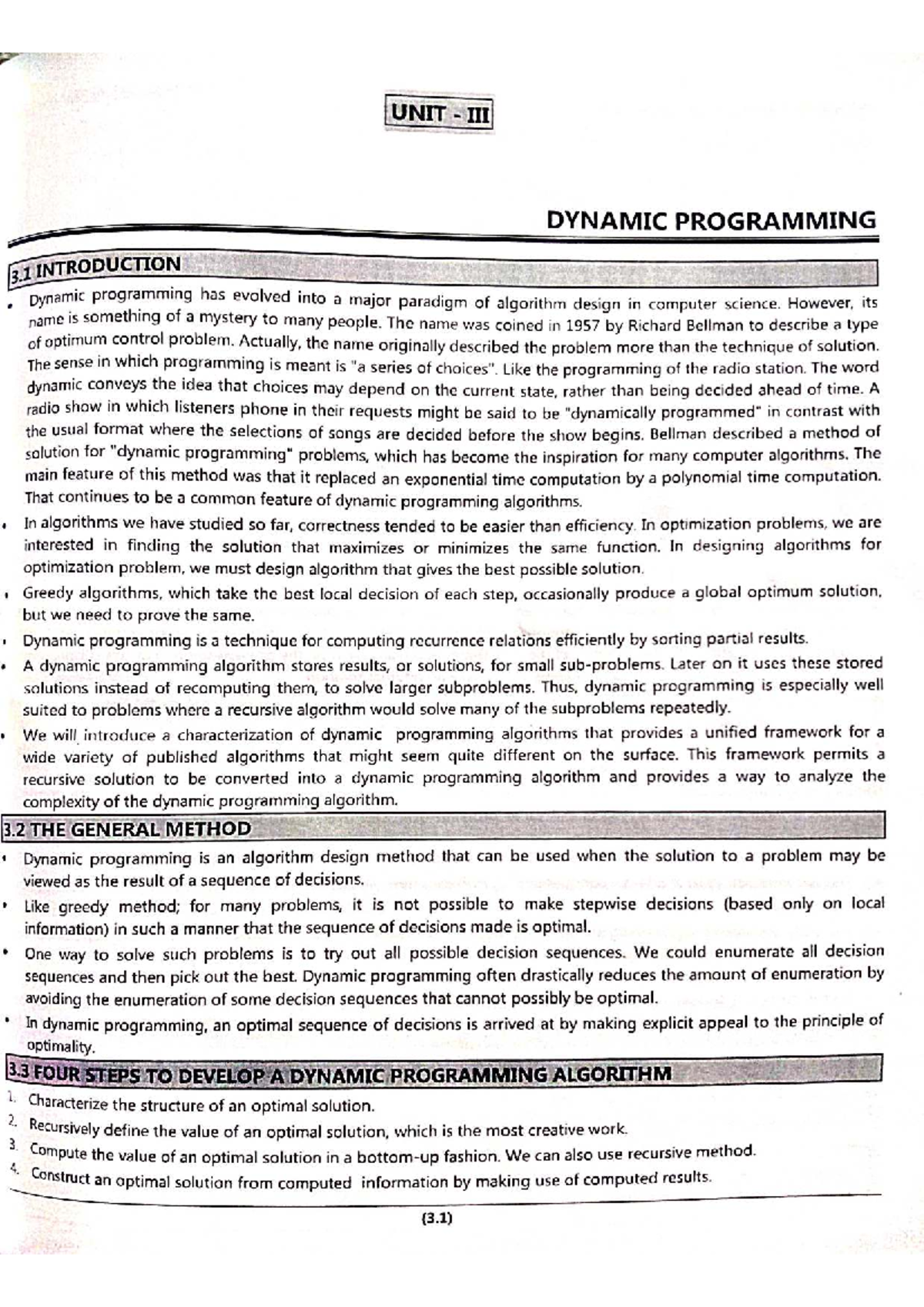 Dynamic Programming Concepts and Applications - DAA UNIT I - Studocu