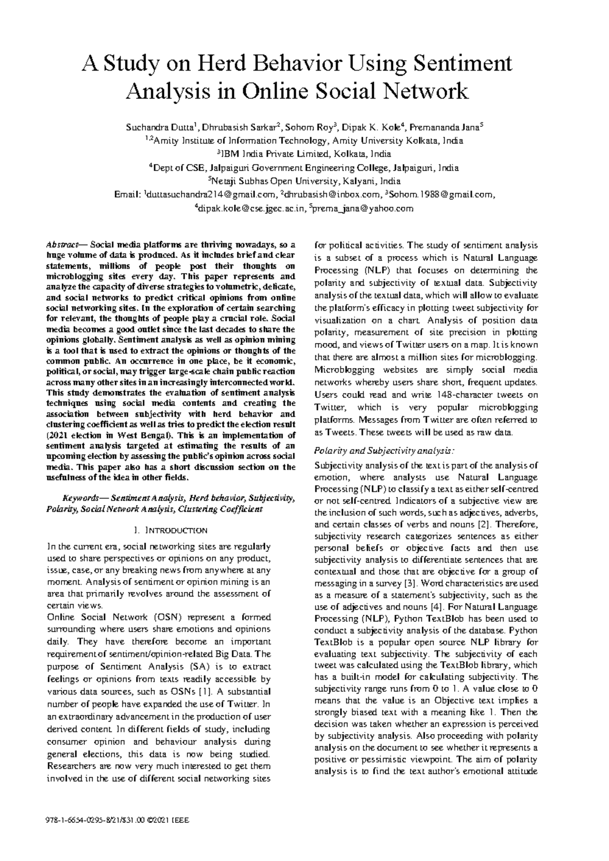 A Study on Herd Behavior Using Sentiment Analysis - Kole 4 , Premananda ...