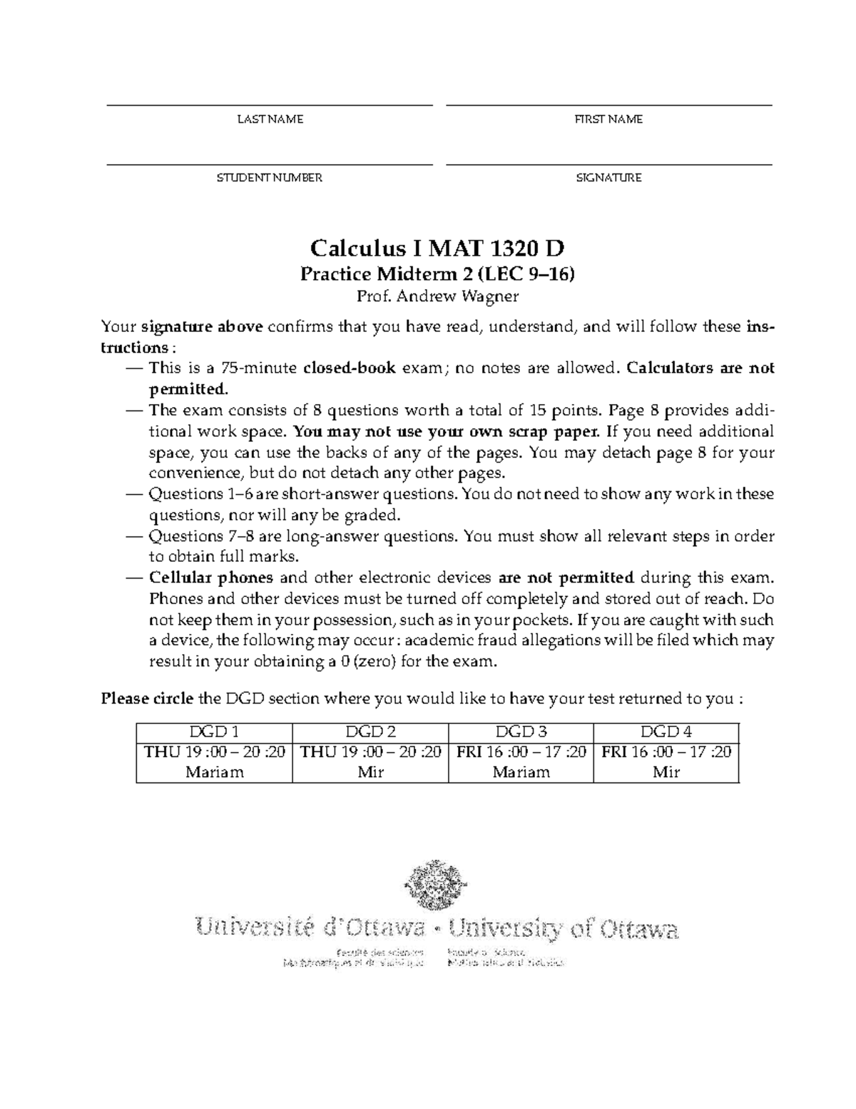 MAT 1320 Practice Midterm 2 Solutions and Instructions - Studocu