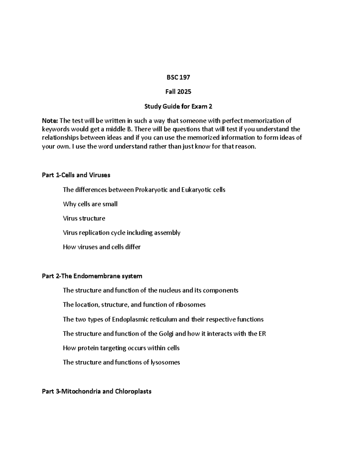 BSC 197 Fall 2025 Exam 2 Study Guide: Key Topics & Concepts - Studocu